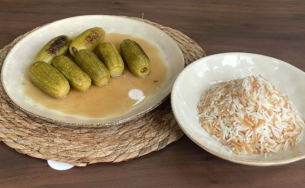 Zucchini Ablama with Pomegranate sauce