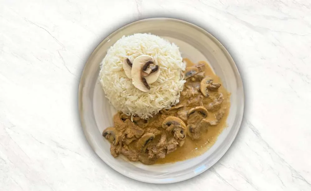 Beef Straganoff with white rice