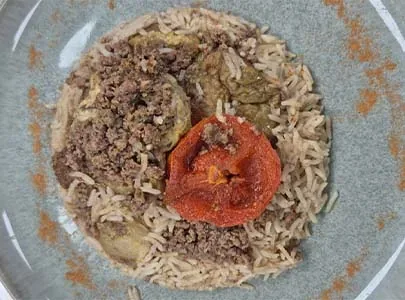 Maqluba with meat (eggplant based)