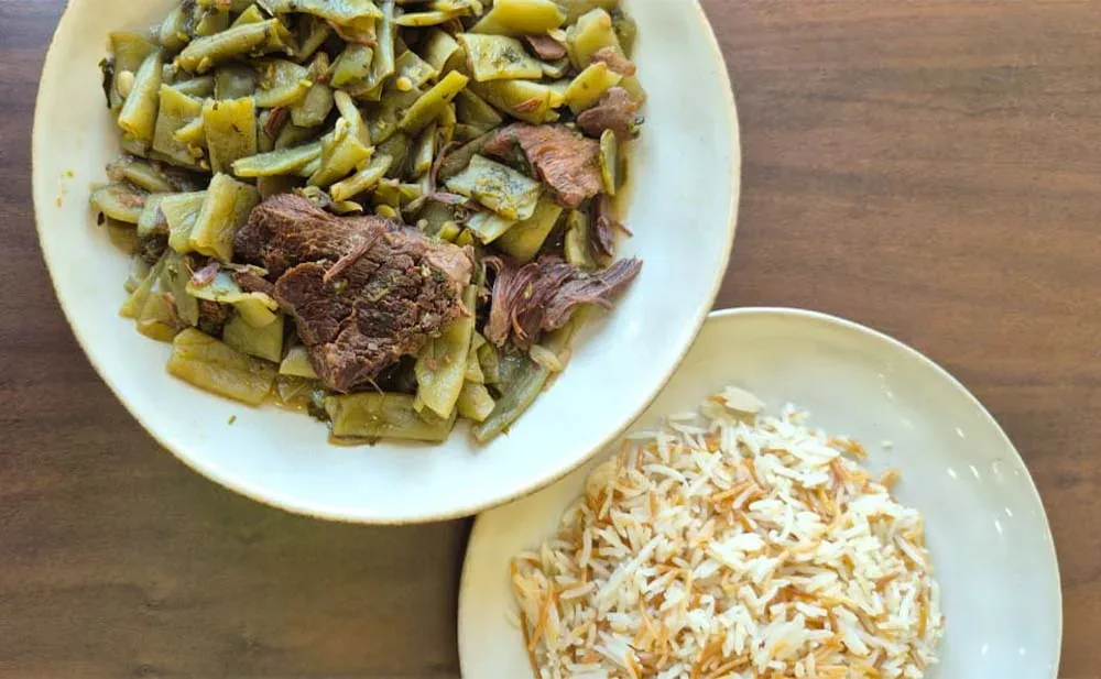Green Beans with meat and vermicelli rice (Loubiyeh based)